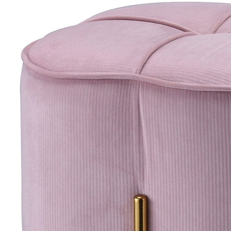Mercer41 Yasmine Blush Pink Round Ottoman | Wayfair